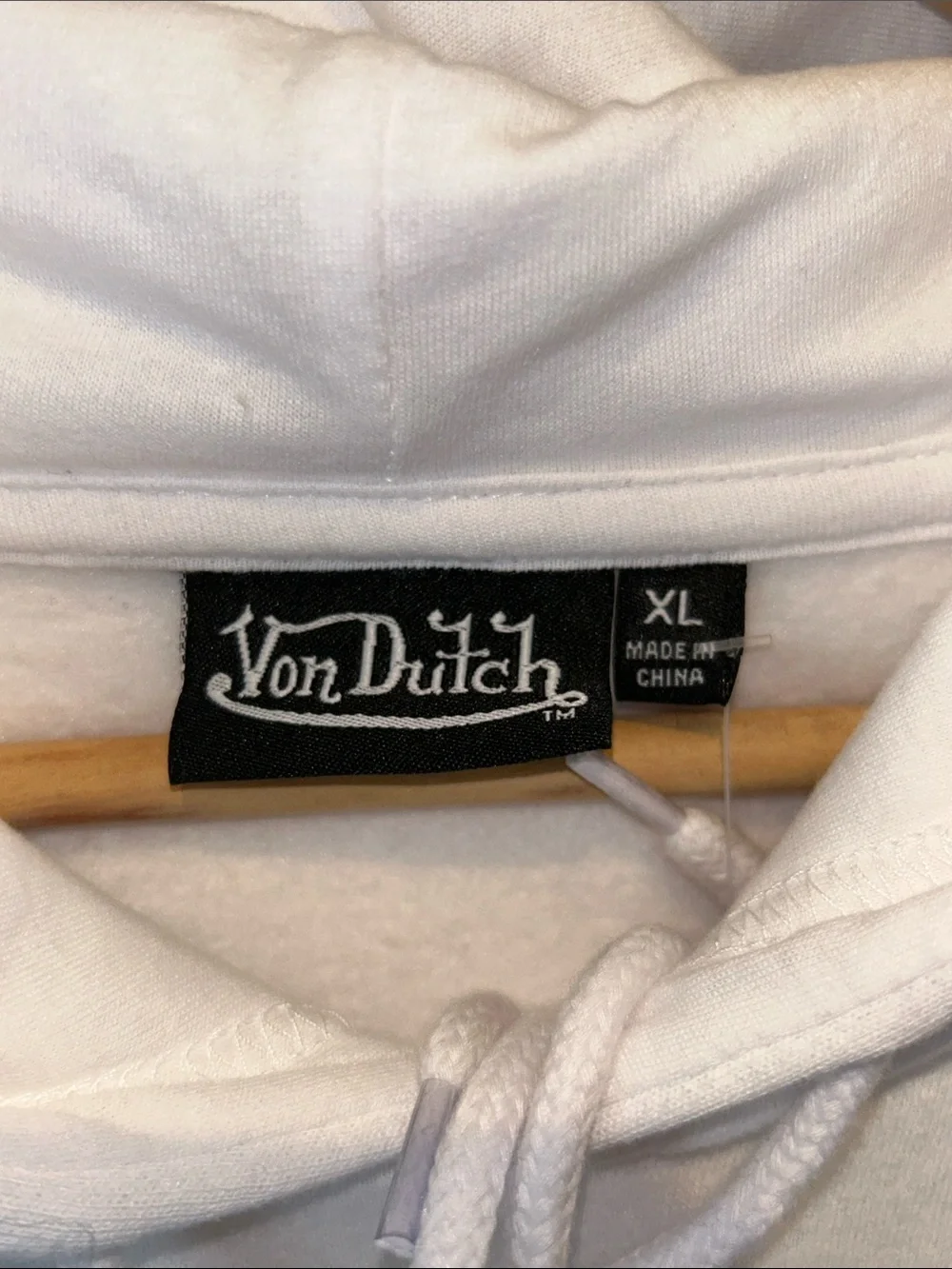 VON DUTCH "AIRBRUSHED" OVERSIZED CROPPED HOODIE WHITE NWT - Picture 2 of 5